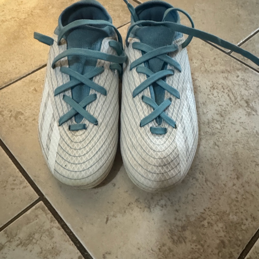 Kids White and Blue Athletic Shoes